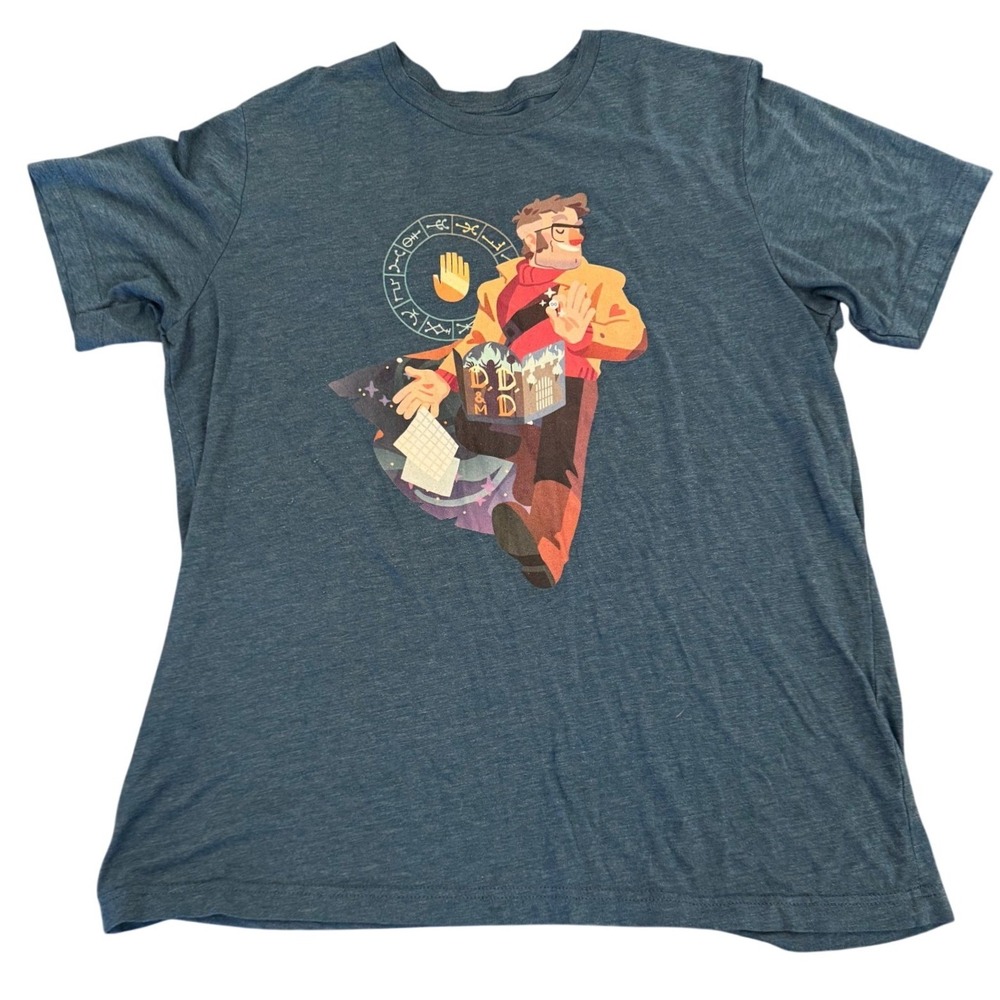 Gravity Falls Ford Pines D&D&MD T-Shirt Heather Blue Mens XL Graphic Tee